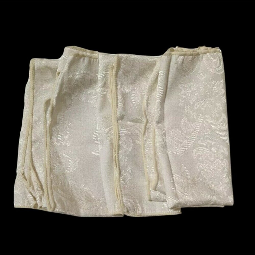 Fashion Industries Vintage Damask Napkins‎ Set Of 4 White Floral Cotton Blend